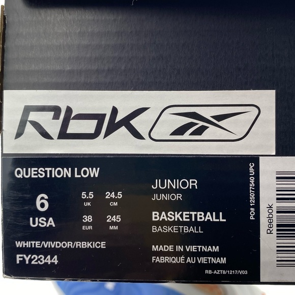reebok question low allen iverson white orange FX4999 brand new size 6 Junior - Picture 6 of 6